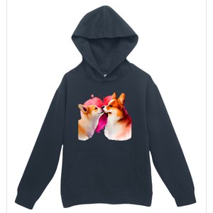 Two Loving Corgis In Love Heart Valentine's Day Dog Corgi Cool Gift Urban Pullover Hoodie