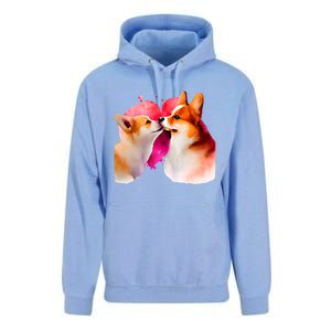 Two Loving Corgis In Love Heart Valentine's Day Dog Corgi Cool Gift Unisex Surf Hoodie