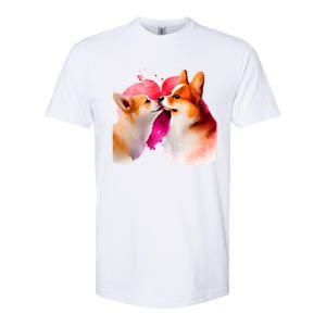 Two Loving Corgis In Love Heart Valentine's Day Dog Corgi Cool Gift Softstyle CVC T-Shirt