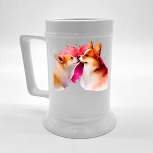 Two Loving Corgis In Love Heart Valentine's Day Dog Corgi Cool Gift Beer Stein