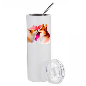 Two Loving Corgis In Love Heart Valentine's Day Dog Corgi Cool Gift Stainless Steel Tumbler