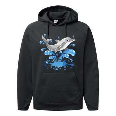 This Loves Dolphins Cute Funny Performance Fleece Hoodie