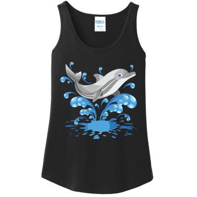 This Loves Dolphins Cute Funny Ladies Essential Tank