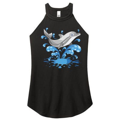 This Loves Dolphins Cute Funny Women’s Perfect Tri Rocker Tank