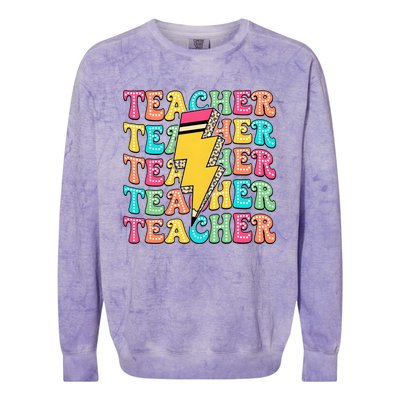 Teacher Last Day Of School Colorblast Crewneck Sweatshirt