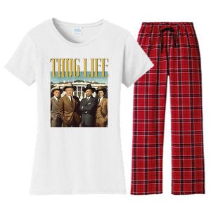 Thug Life Donald Trump Jd Vance Rfk Kennedy Elon Women's Flannel Pajama Set