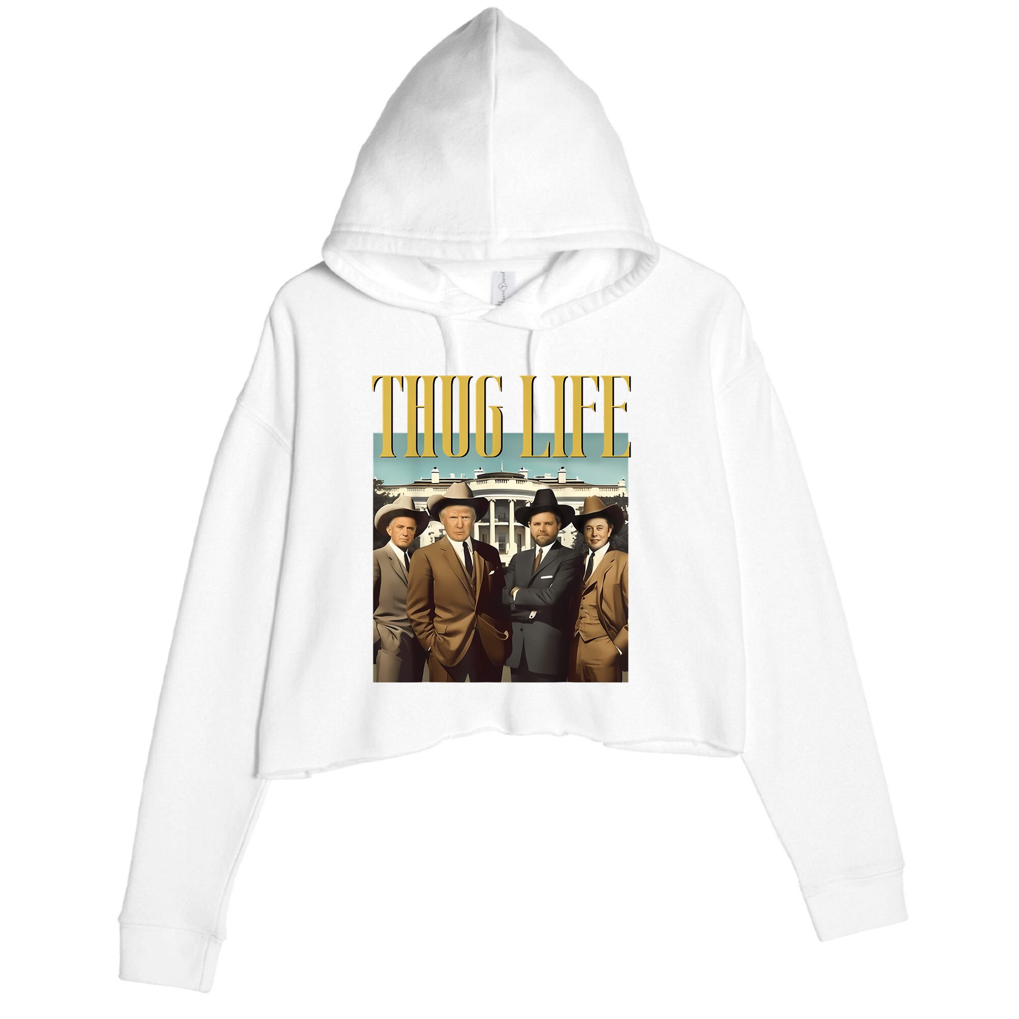 Thug Life Donald Trump Jd Vance Rfk Kennedy Elon Crop Fleece Hoodie
