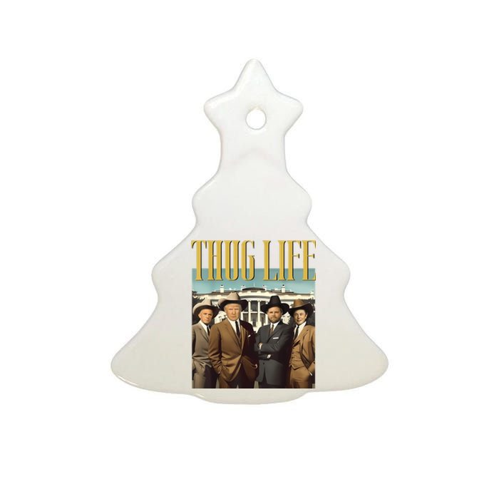 Thug Life Donald Trump Jd Vance Rfk Kennedy Elon Ceramic Tree Ornament