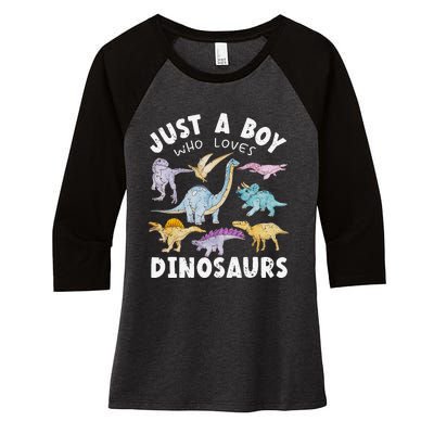 This Loves Dinos Funny Dinosaur Lover Gift Women's Tri-Blend 3/4-Sleeve Raglan Shirt