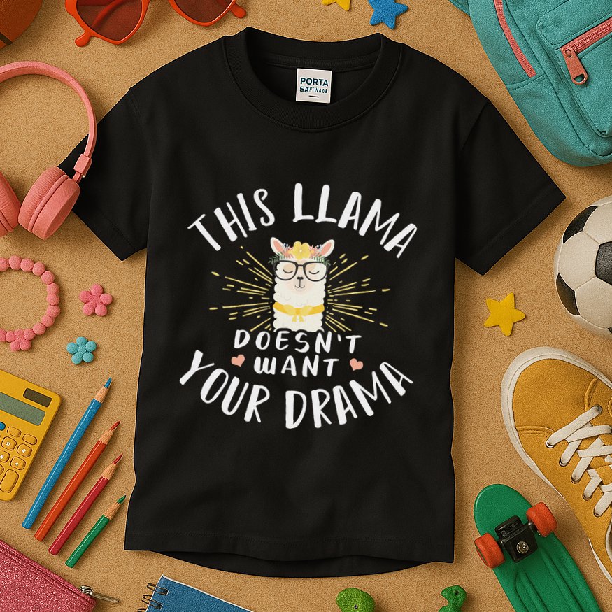 This Llama DoesnT Want Your Drama Kids T-Shirt