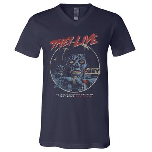 They Live (Distressed)John Carpenter Horror V-Neck T-Shirt