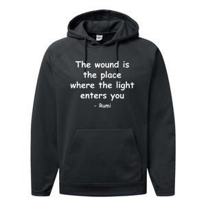 The Light Enters Rumi Quote Performance Fleece Hoodie