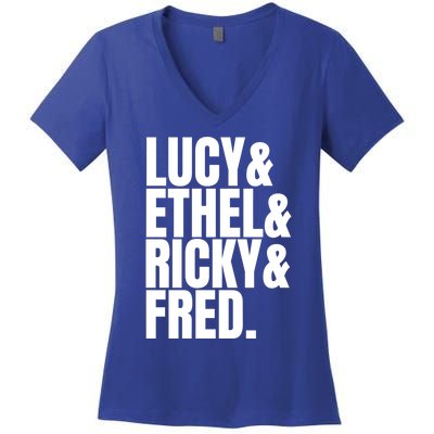 Team Lucy Ethel Ricky Fred Classic 50s Tv Gift Great Gift Women's V-Neck T-Shirt