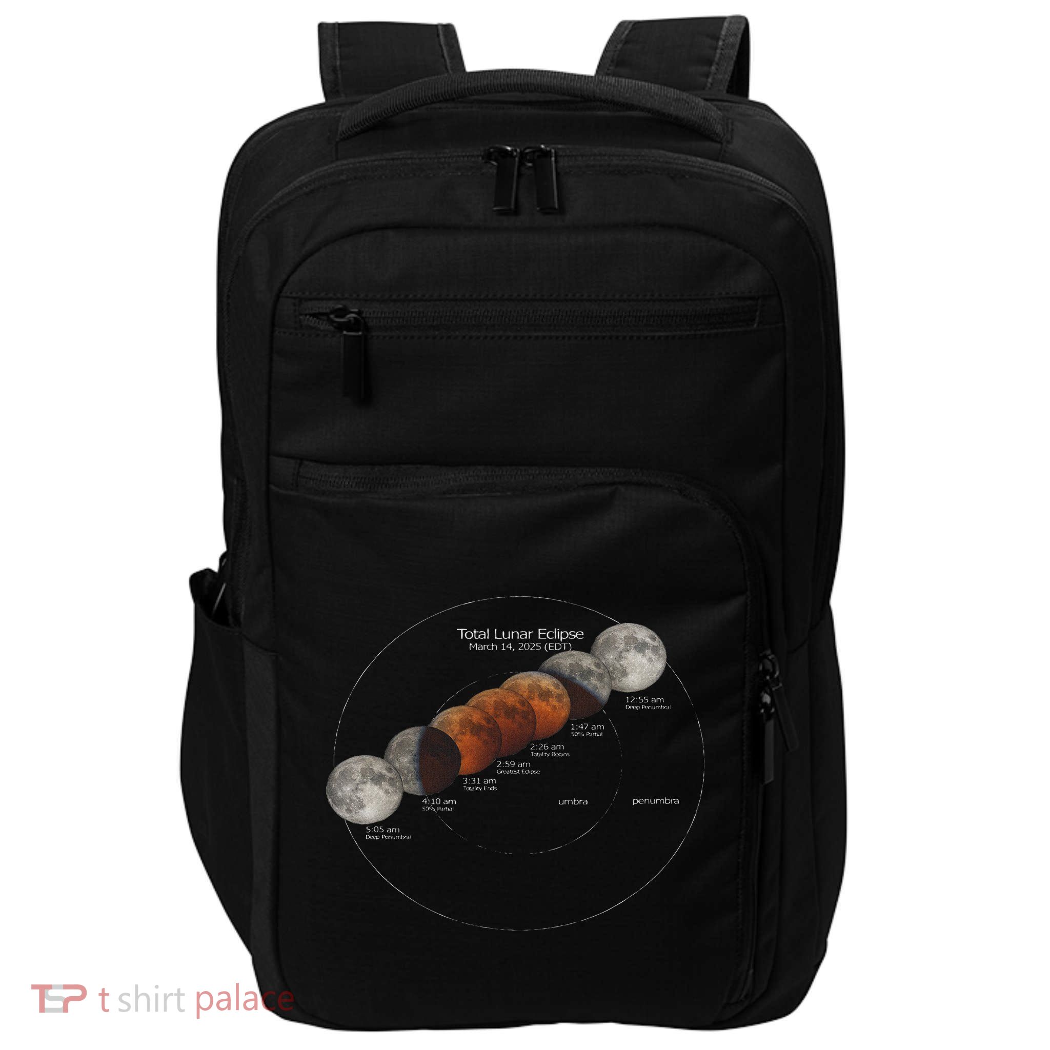 Total Lunar Eclipse 2025 Blood Moon March 14 Family Eclipse Impact Tech Backpack
