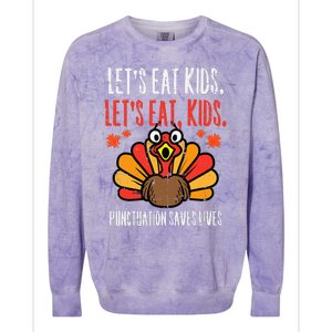 Turkey Lets Eat Thanksgiving Teacher Colorblast Crewneck Sweatshirt