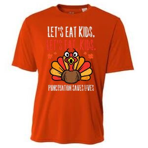 Turkey Lets Eat Thanksgiving Teacher Cooling Performance Crew T-Shirt