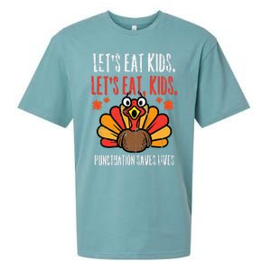 Turkey Lets Eat Thanksgiving Teacher Sueded Cloud Jersey T-Shirt