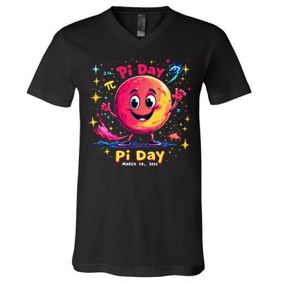 Total Lunar Eclipse pi day 3 V-Neck T-Shirt