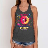 Total Lunar Eclipse pi day 3 Women's Knotted Racerback Tank