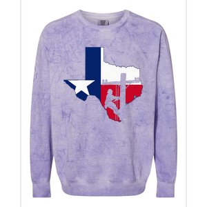 Texas Lineman Electrician Gift Tx Lone Star State Flag Colorblast Crewneck Sweatshirt