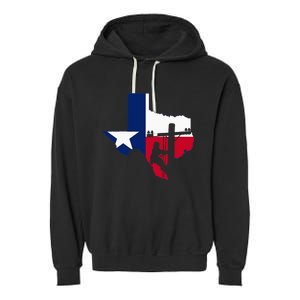 Texas Lineman Electrician Gift Tx Lone Star State Flag Garment-Dyed Fleece Hoodie