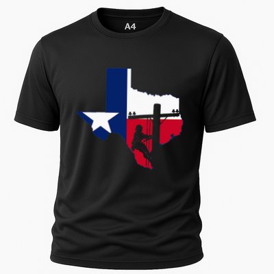 Texas Lineman Electrician Gift Tx Lone Star State Flag Cooling Performance Crew T-Shirt