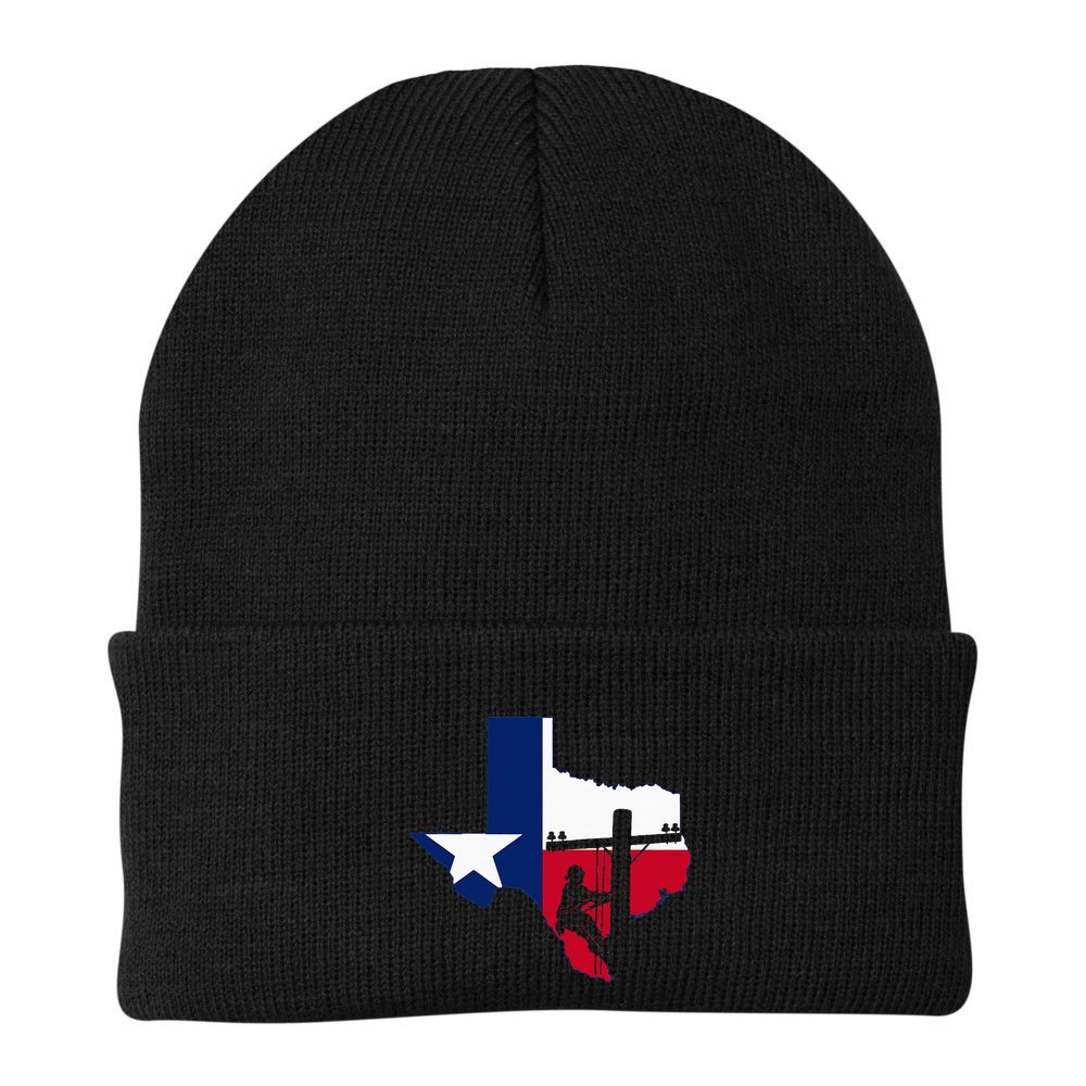 Texas Lineman Electrician Gift Tx Lone Star State Flag Beanie