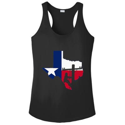 Texas Lineman Electrician Gift Tx Lone Star State Flag Ladies PosiCharge Competitor Racerback Tank