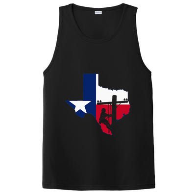 Texas Lineman Electrician Gift Tx Lone Star State Flag PosiCharge Competitor Tank