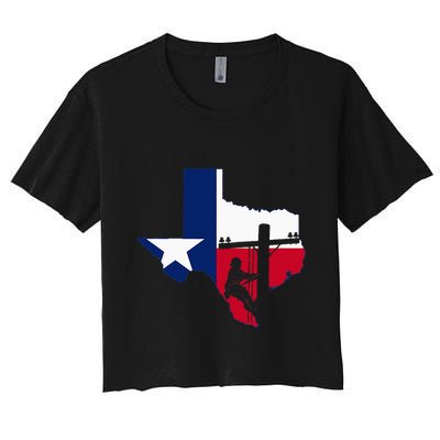 Texas Lineman Electrician Gift Tx Lone Star State Flag Crop Top