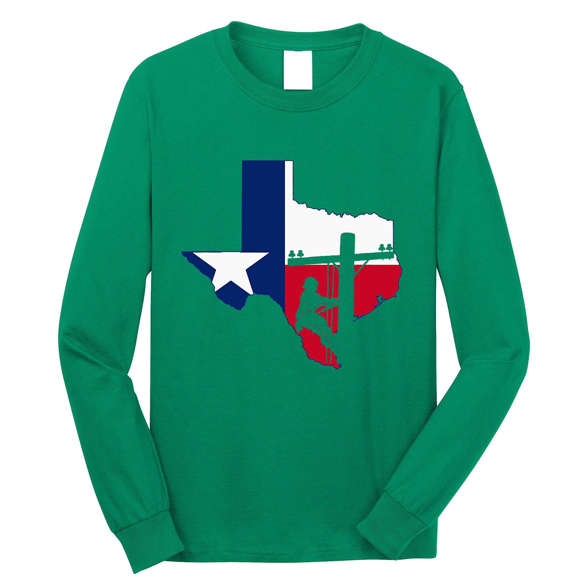 Texas Lineman Electrician Gift Tx Lone Star State Flag Long Sleeve Shirt