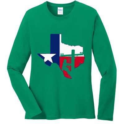 Texas Lineman Electrician Gift Tx Lone Star State Flag Ladies Long Sleeve Shirt