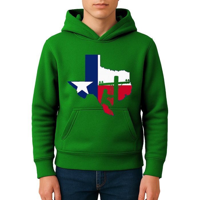 Texas Lineman Electrician Gift Tx Lone Star State Flag Kids Hoodie