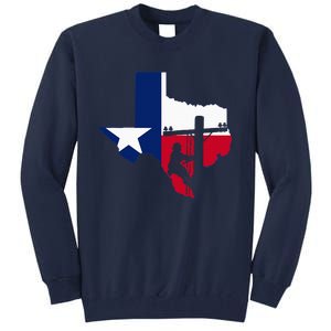 Texas Lineman Electrician Gift Tx Lone Star State Flag Tall Sweatshirt