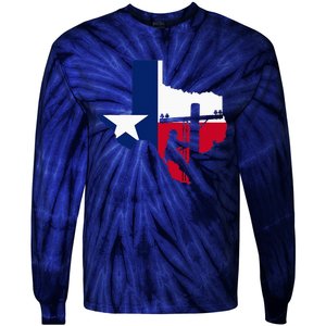 Texas Lineman Electrician Gift Tx Lone Star State Flag Tie-Dye Long Sleeve Shirt