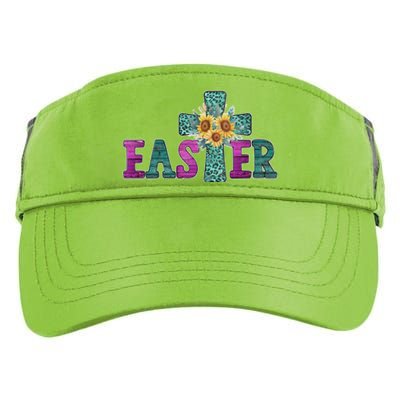 Turquoise Leopard Easter Cross For Christian Sunflower Mom Cool Gift Adult Drive Performance Visor