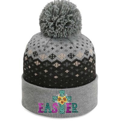 Turquoise Leopard Easter Cross For Christian Sunflower Mom Cool Gift The Baniff Cuffed Pom Beanie