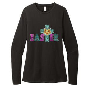 Turquoise Leopard Easter Cross For Christian Sunflower Mom Cool Gift Womens CVC Long Sleeve Shirt