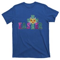 Turquoise Leopard Easter Cross For Christian Sunflower Mom Cool Gift T-Shirt