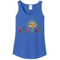 Turquoise Leopard Easter Cross For Christian Sunflower Mom Cool Gift Ladies Essential Tank