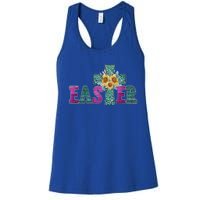 Turquoise Leopard Easter Cross For Christian Sunflower Mom Cool Gift Women's Racerback Tank