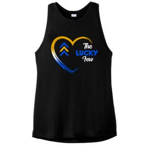 The Lucky Few Down Syndrome Awareness Heart Ladies PosiCharge Tri-Blend Wicking Tank