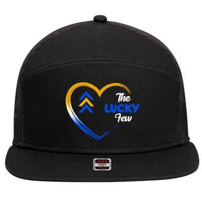 The Lucky Few Down Syndrome Awareness Heart 7 Panel Mesh Trucker Snapback Hat
