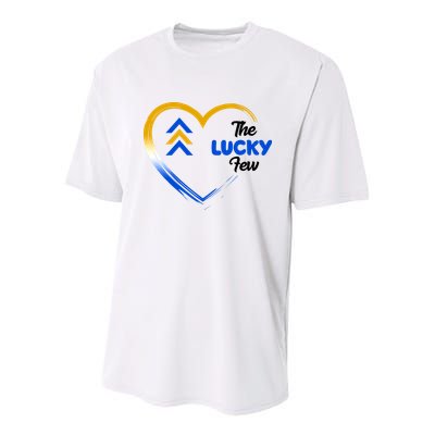 The Lucky Few Down Syndrome Awareness Heart Youth Performance Sprint T-Shirt