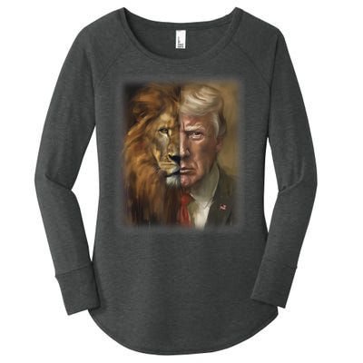 Trump Lion Face Usa President American 2024 Maga Usa Women's Perfect Tri Tunic Long Sleeve Shirt