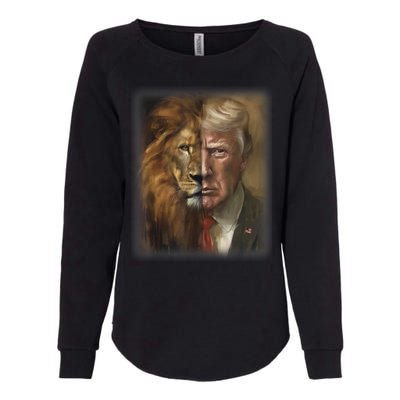 Trump Lion Face Usa President American 2024 Maga Usa Womens California Wash Sweatshirt