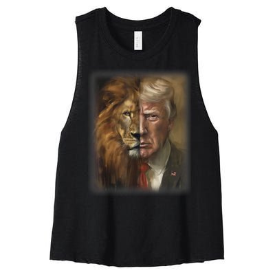 Trump Lion Face Usa President American 2024 Maga Usa Women's Racerback Cropped Tank