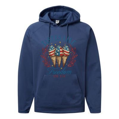 Tastes Like Freedom 4th Of July Performance Fleece Hoodie