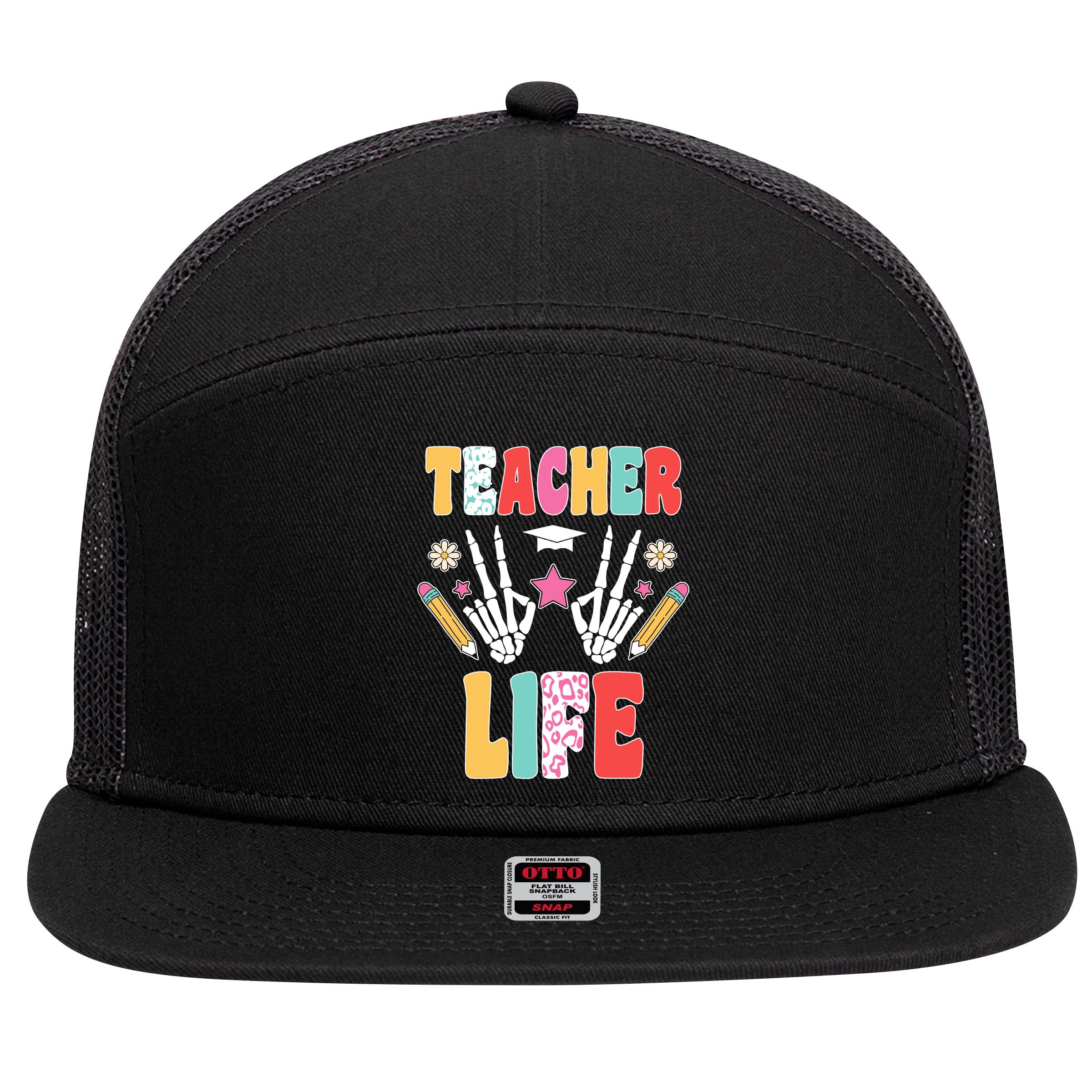 Teacher Life Fun School 7 Panel Mesh Trucker Snapback Hat
