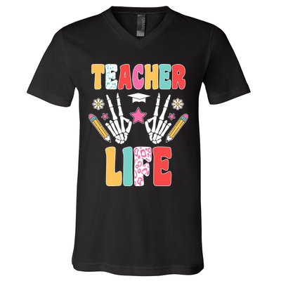 Teacher Life Fun School V-Neck T-Shirt